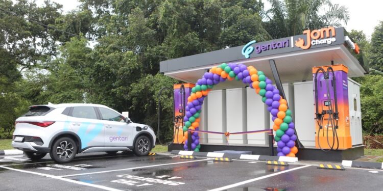 Gentari DC fast chargers in Behrang use hybrid power source