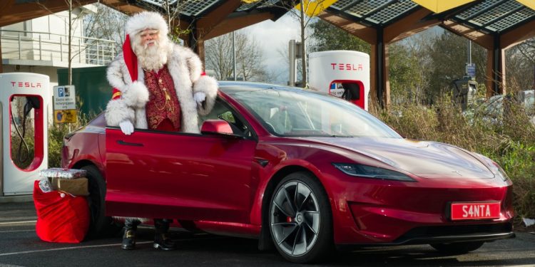 Santa swaps sleigh for Tesla this Xmas
