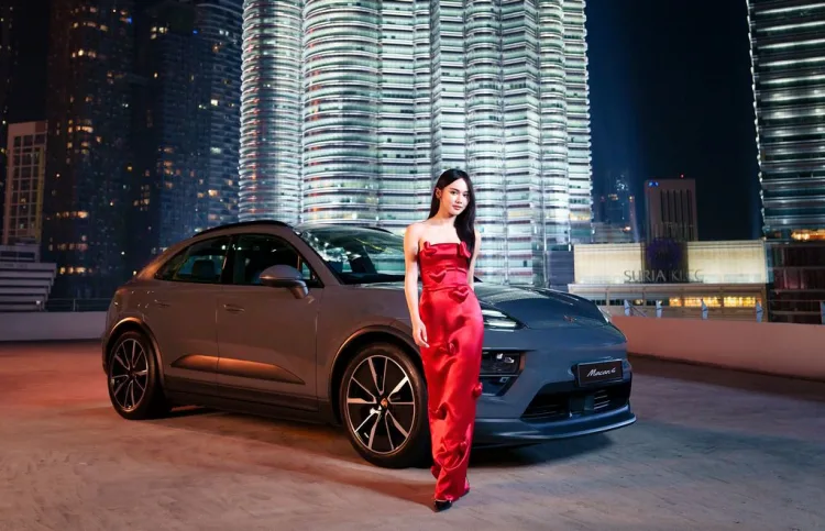 Christinna Kuan in electric Porsche Macan.