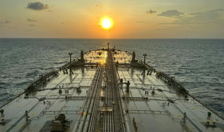 Oil tanker at sea.