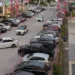 Busy car park in Rawang, Selangor, Malaysia.