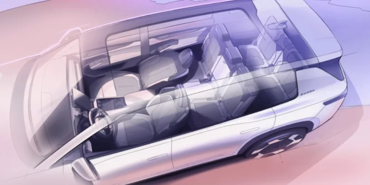 Škoda Peaq interior sketches reveal seven-seat electric SUV cabin