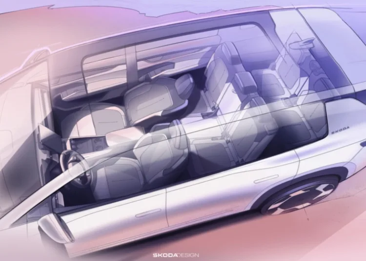 Škoda Peaq interior sketches reveal seven-seat electric SUV cabin