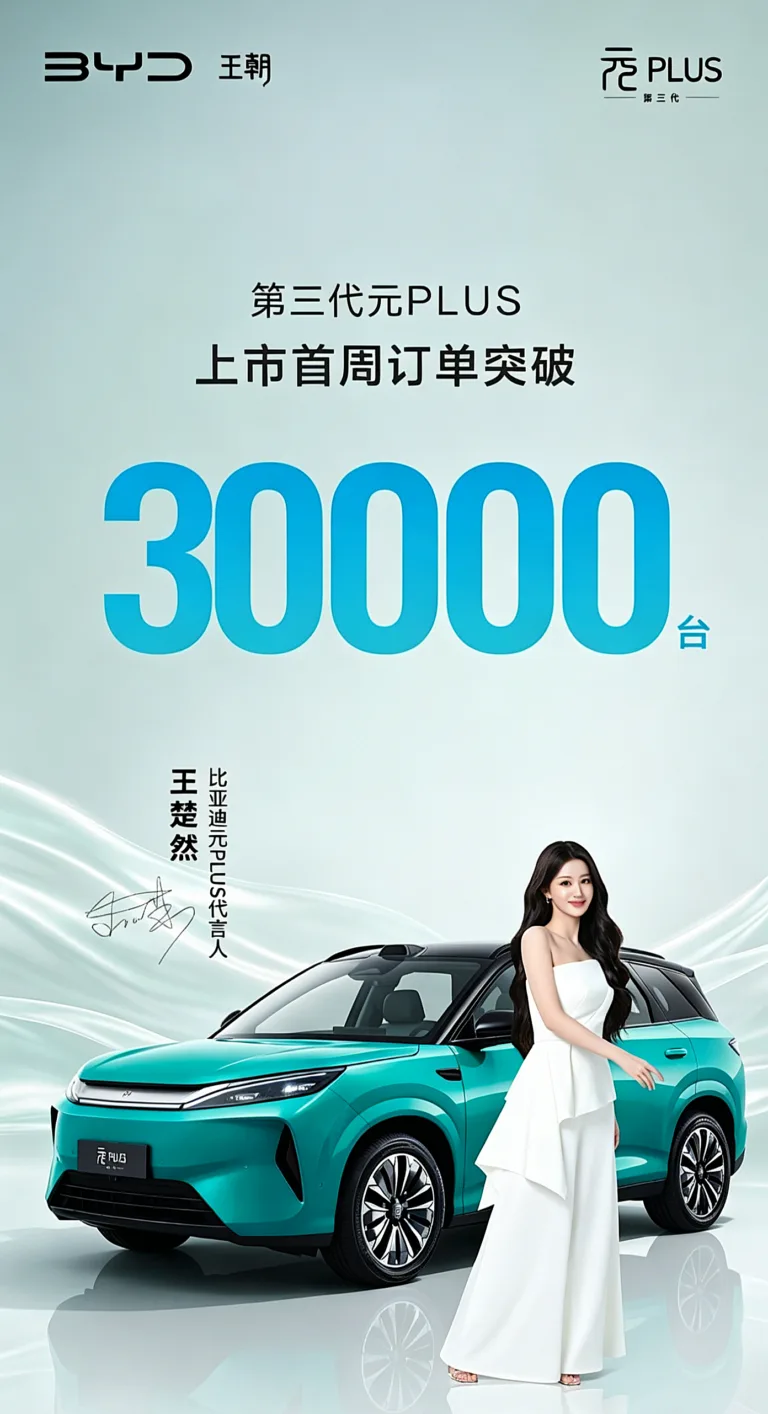 BYD Dynasty sales chief Lu Tian said on Weibo that the third-generation Yuan Plus received more than 30,000 orders in its first week on sale. - Image: BYD Dynasty / Weibo