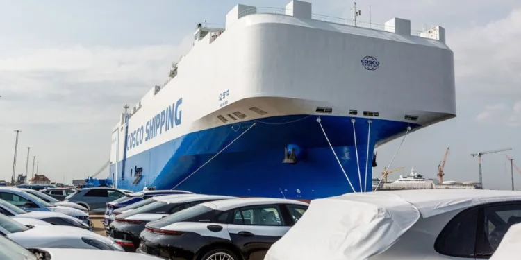 A ro-ro ship from Chinese shipping company Cosco. - Photo via BLG Logistics