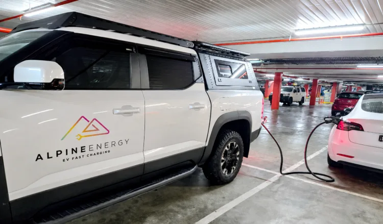Alpine fast charging Tesla Model 3.