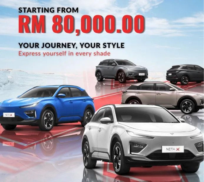 Neta X at RM80,000 as of March 2026.
