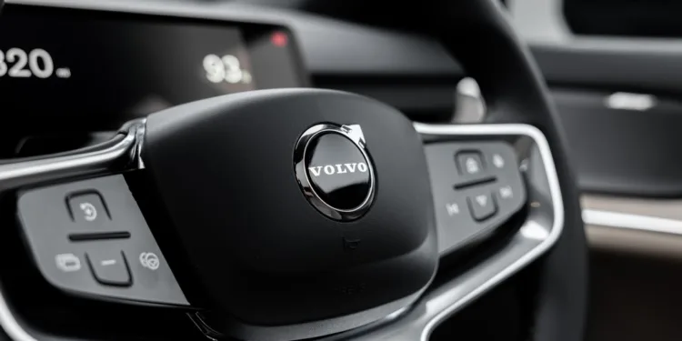 Volvo EX90 steering wheel. For illustrative purpose only.