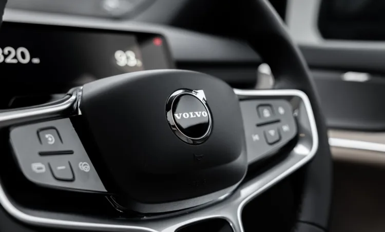 Volvo EX90 steering wheel. For illustrative purpose only.