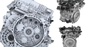 Montage of the B20 hybrid engine from various angles.
