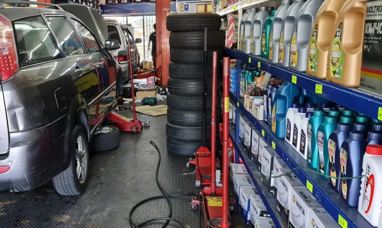 Cars under repair.