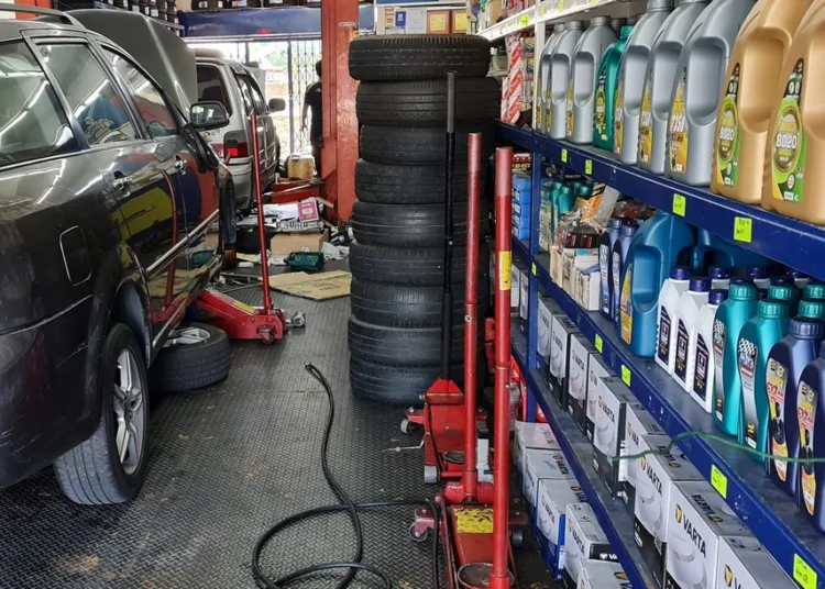 Cars under repair.