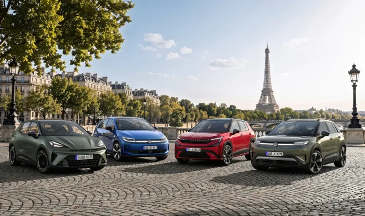 Cupra Raval, Volkswagen ID. Polo, Škoda Epiq and Volkswagen ID. Cross together for the first time at the Paris Motor Show.